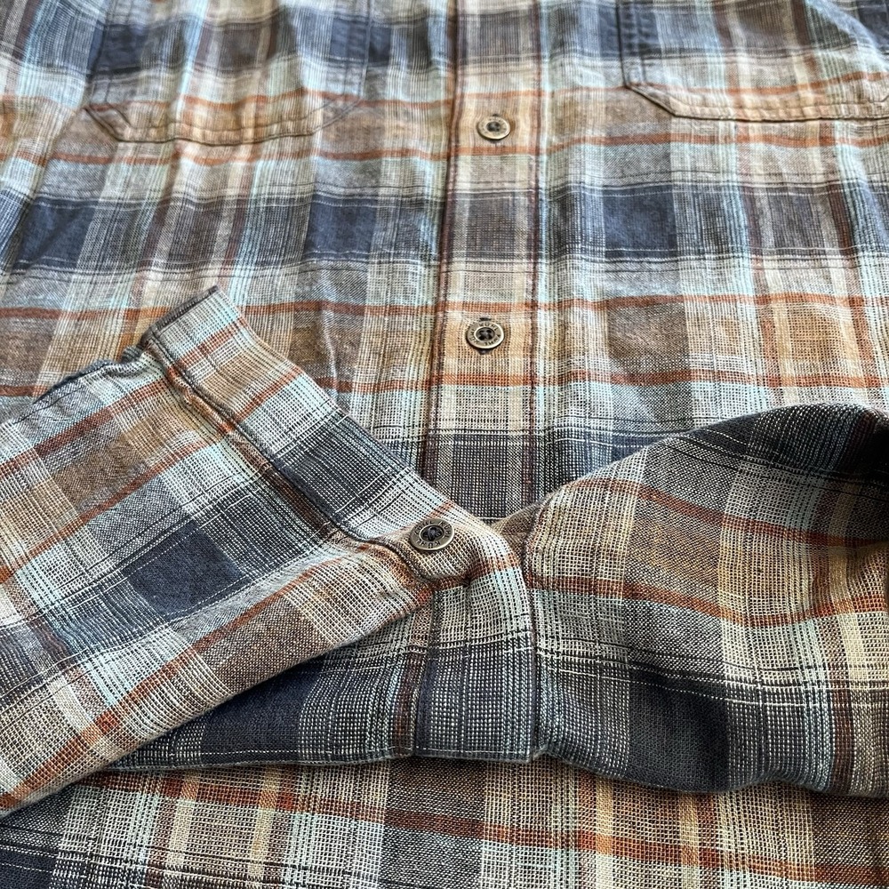 Kuhl Shirt Mens XL Blue Gray Plaid Short Sleeve Button Outdoor Hiking Response - Picture 5 of 11